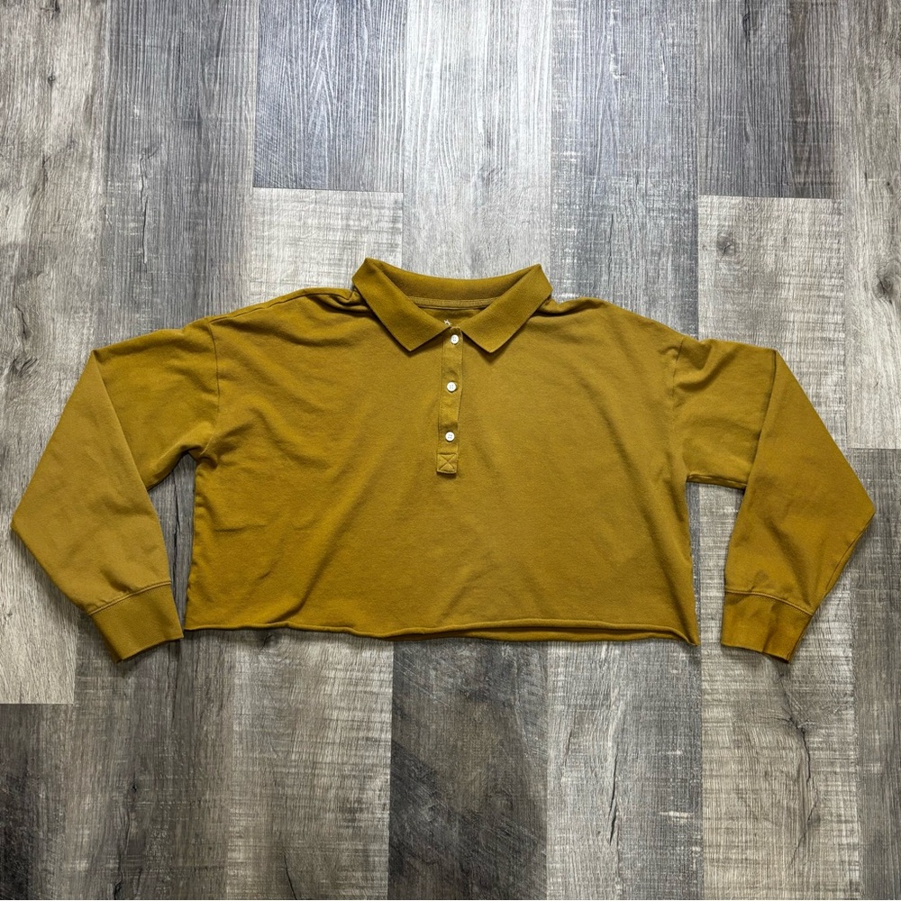 Offline by Aerie-Women’s Oversized Cropped Long-Sleeve Polo, EUC